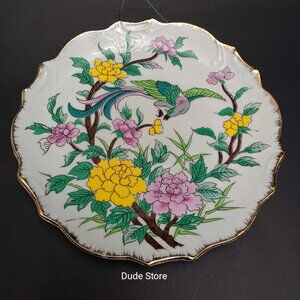 Vintage UCGC - Korea Collectible 8" Wall Plate Floral & Bird Design - Gold Trim